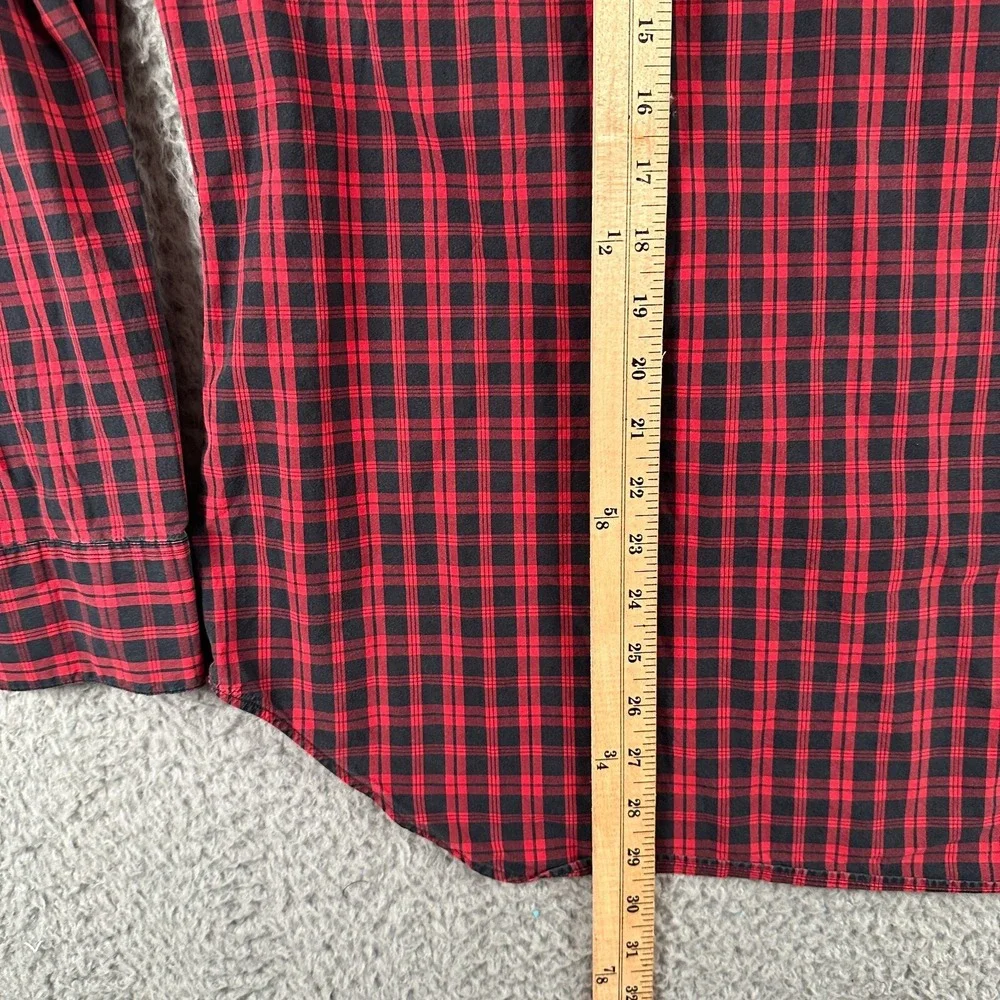 Vtg Polo Ralph Lauren Classic Western Shirt Mens XL Red Black‎ Plaid Pearl Snap